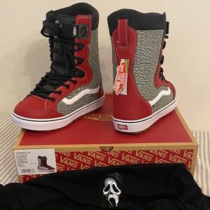 Vans Red and Gray High-Top Boots